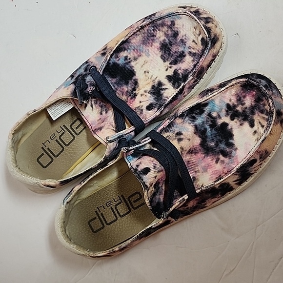 Hey Dude Size 10 Wendy Tie-Dye Navy Pink Slip On Comfortable Shoes Hippie - Picture 1 of 8